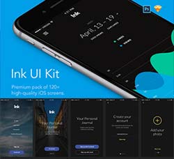 UI素材－手机程序界面(全套124个PSD)：Ink UI Kit - 120+ iOS screens